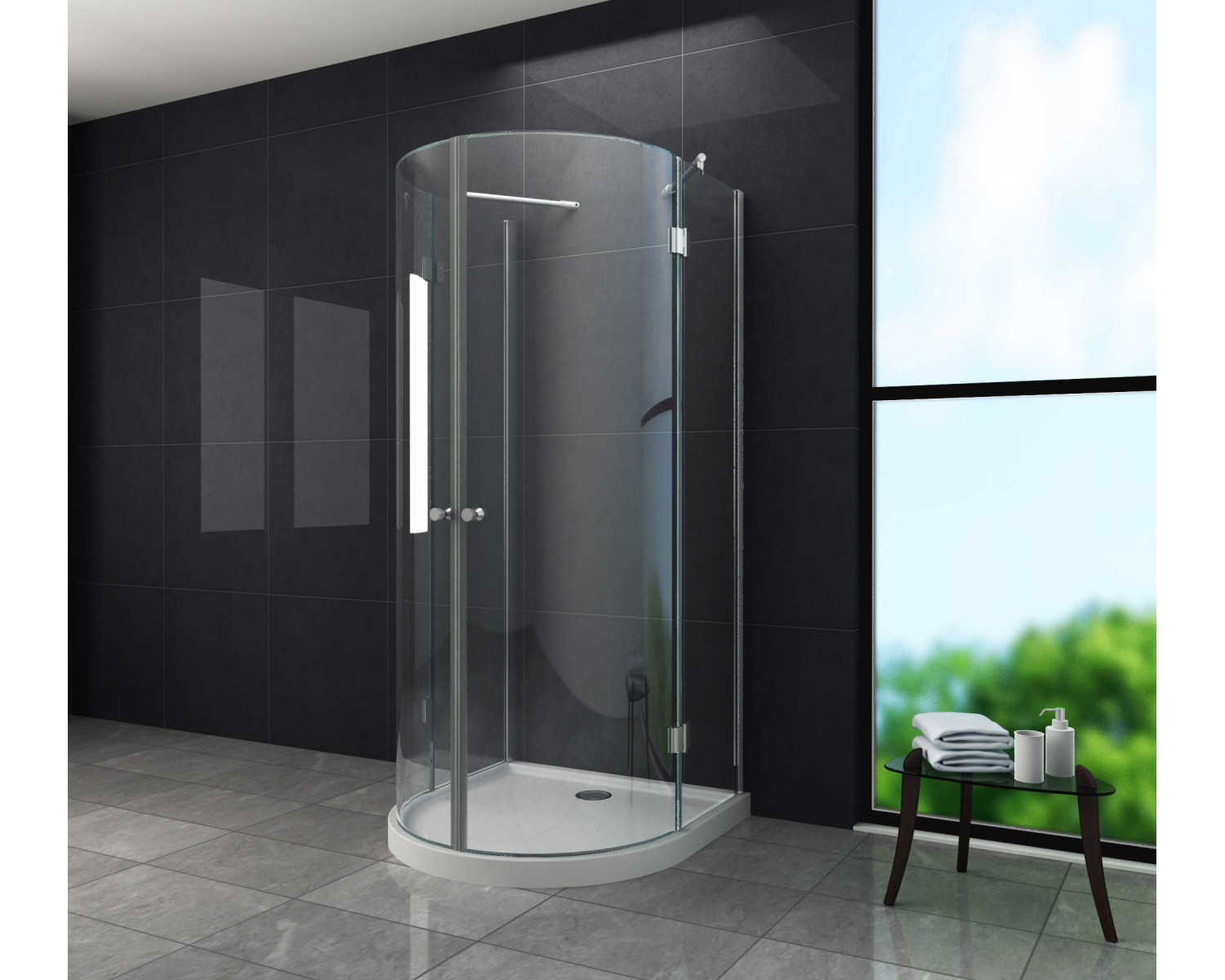 Trento B.28 douchecabine U vorm halfrond model 8090100 cm kopen