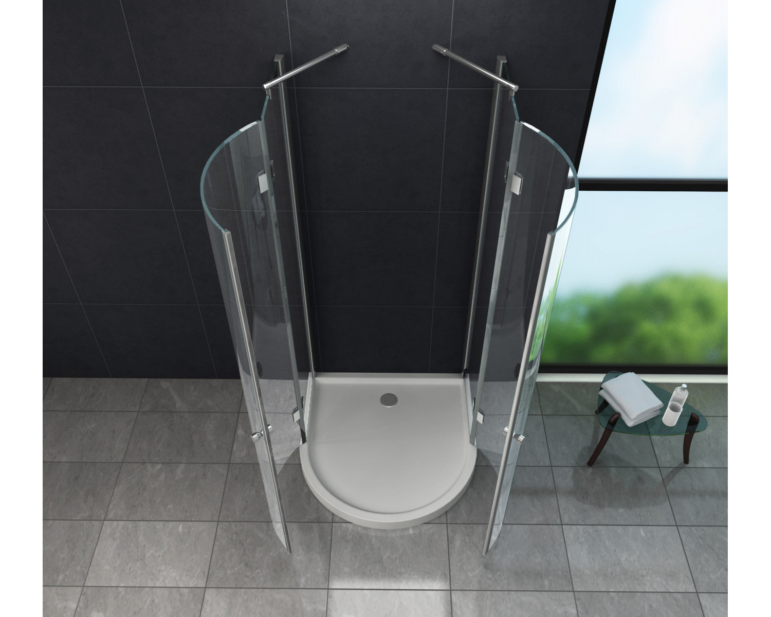 Trento B.28 douchecabine U vorm halfrond model 8090100 cm kopen