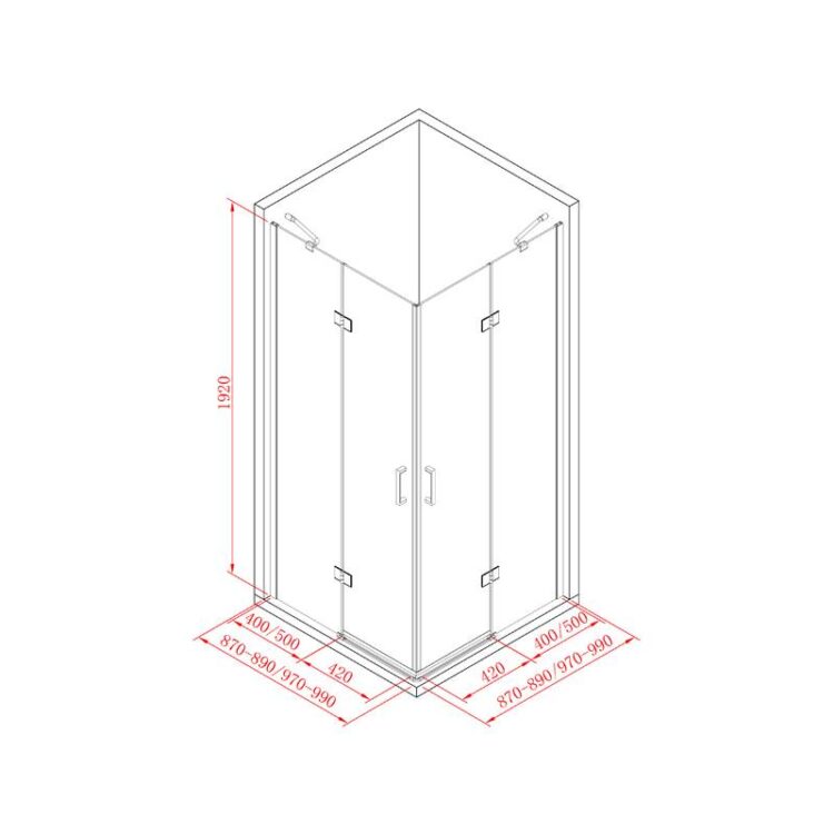 Douchecabine hoekinstap 100x100 cm