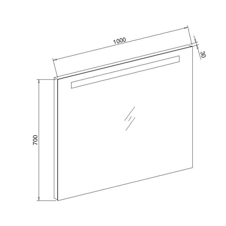 Spiegel LED 100 cm (afmetingen)