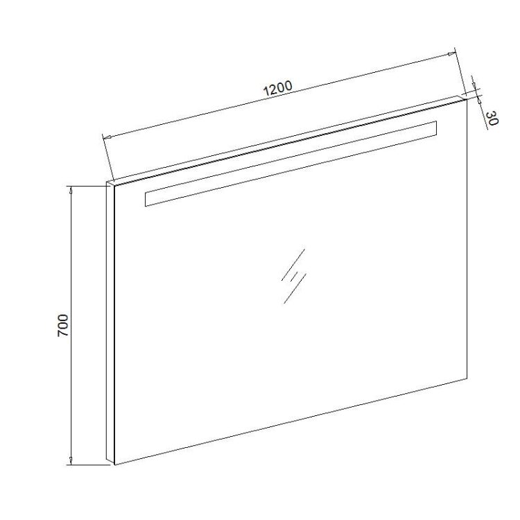 Spiegel LED 120 cm (afmetingen)