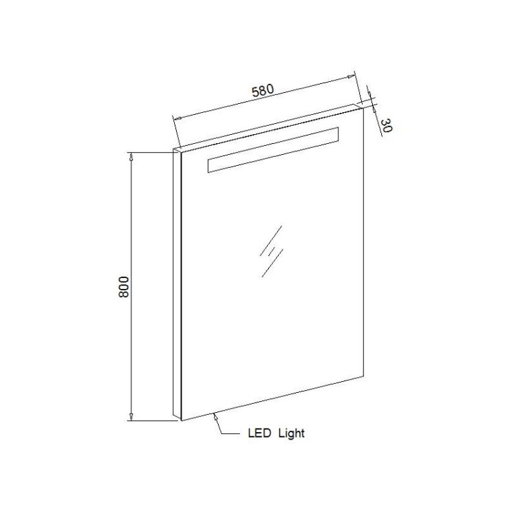 Spiegel LED 58 cm (afmetingen)