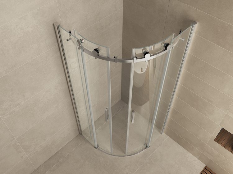 Kwartronde douchecabine 90x90x200 cm bovenaanzicht