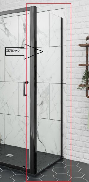 Extra zijwand met  mat zwarte profielen voor U-vorm opstelling