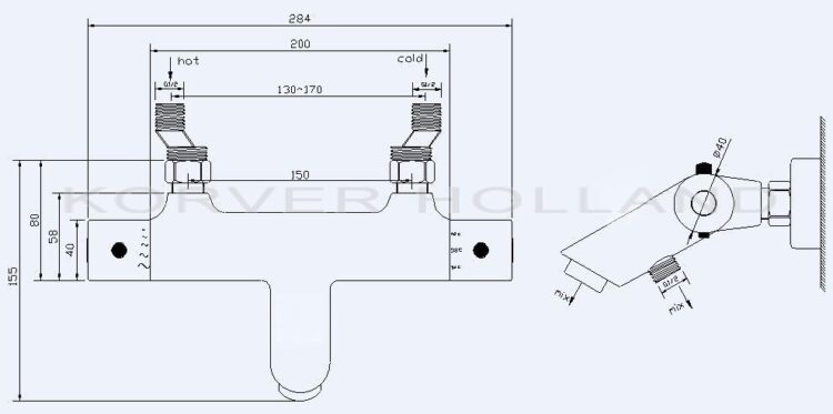 Thermostatische badmengkraan