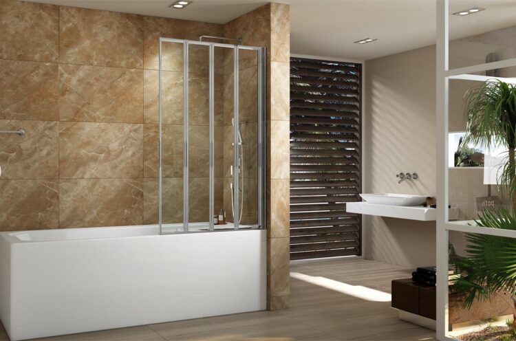 Badwand 4-delig vouwbaar 85 x 140 cm - Afbeelding 2