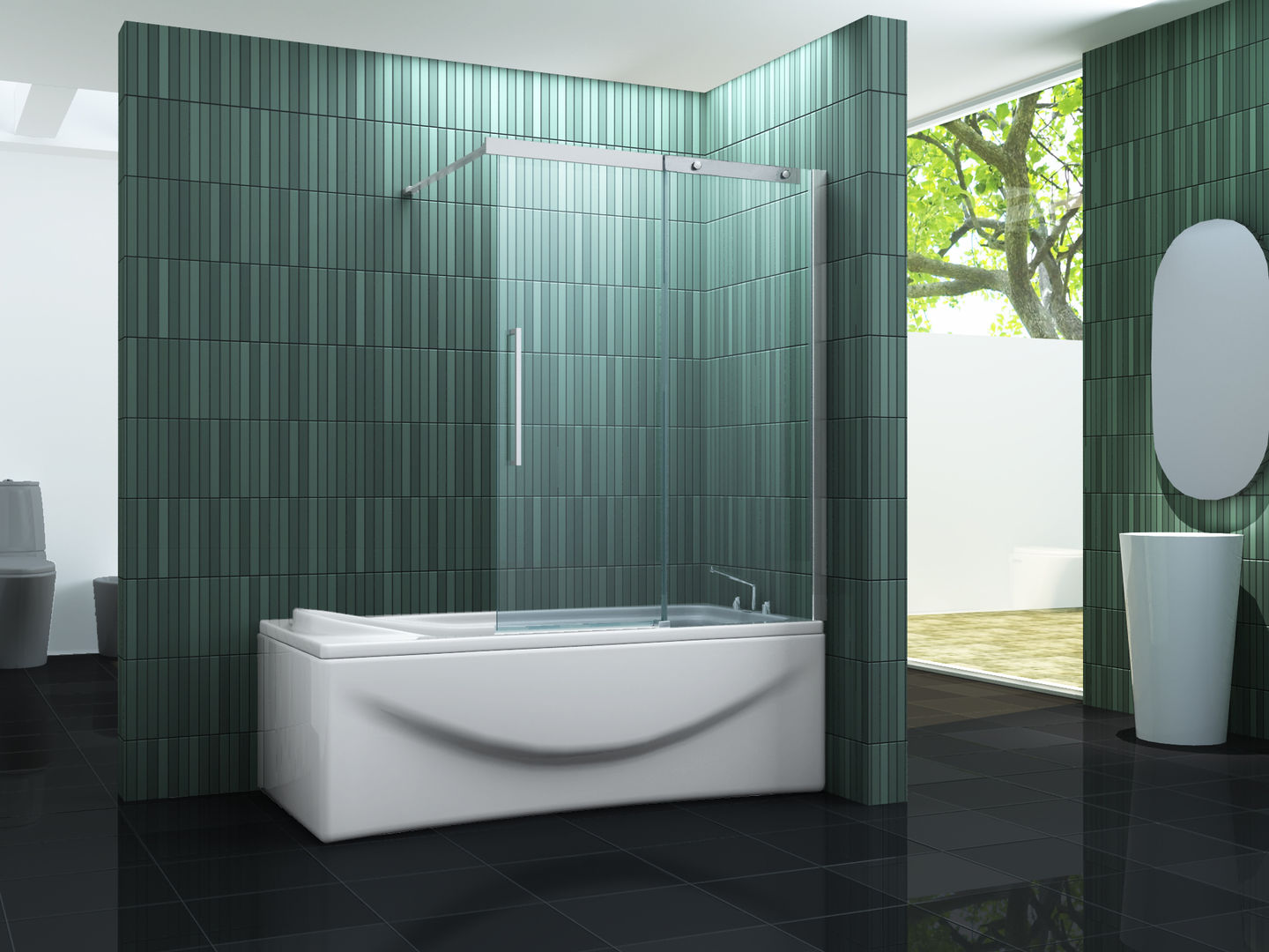 Badwand met schuifdeur 120 x 150 cm. kopen? Douchecabine.be