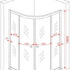 maattekening mat zwarte douchecabine