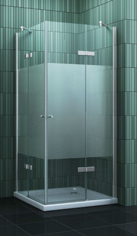 Douchecabine hoekinstap matte glasstrook