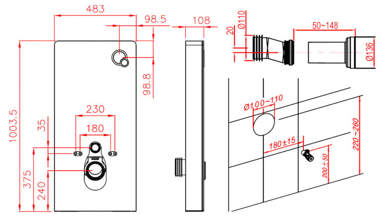 Vrij hangend toilet module
