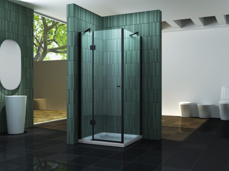 Douche-Design matzwart met een draaideur