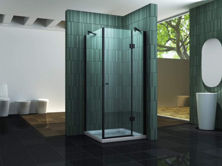 Douche-Design matzwart met een draaideur