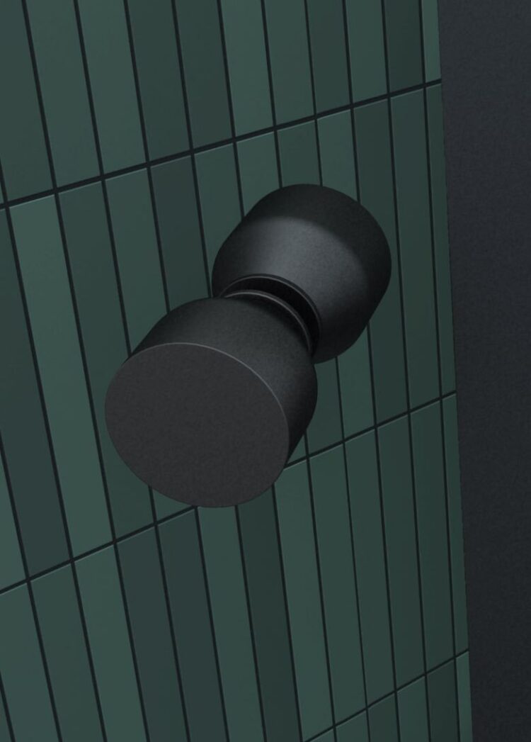 Douche-Design matzwart met een draaideur