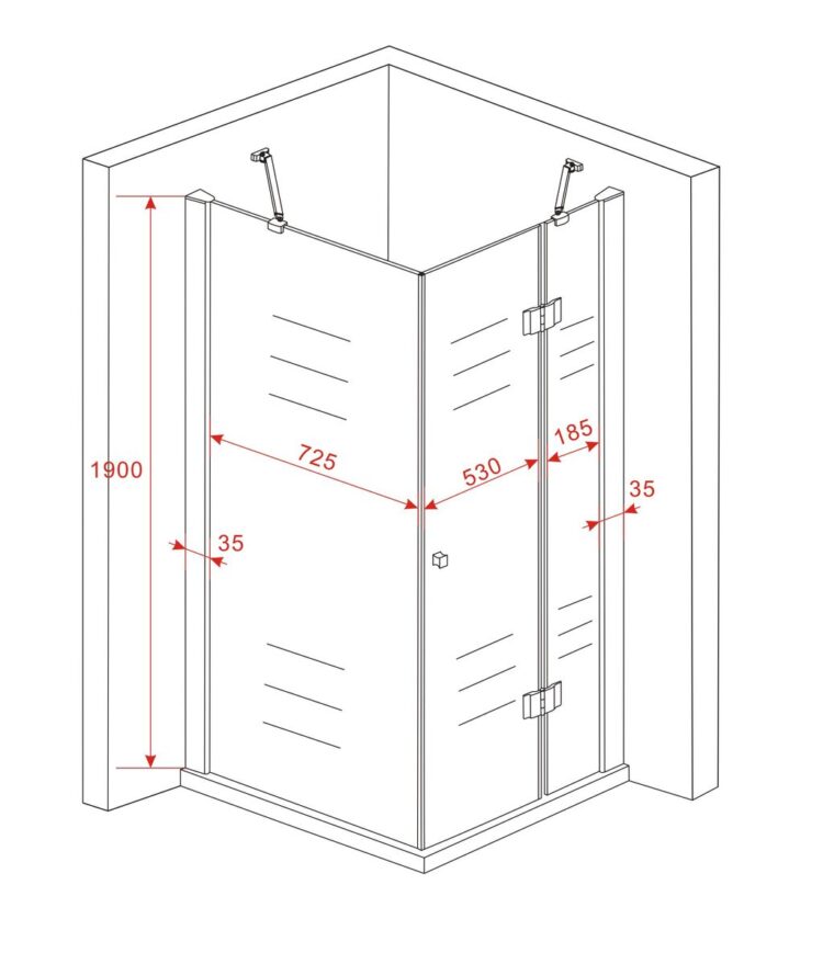 Douchecabine vierkant model met draaideur 80-90-100 cm - Afbeelding 8