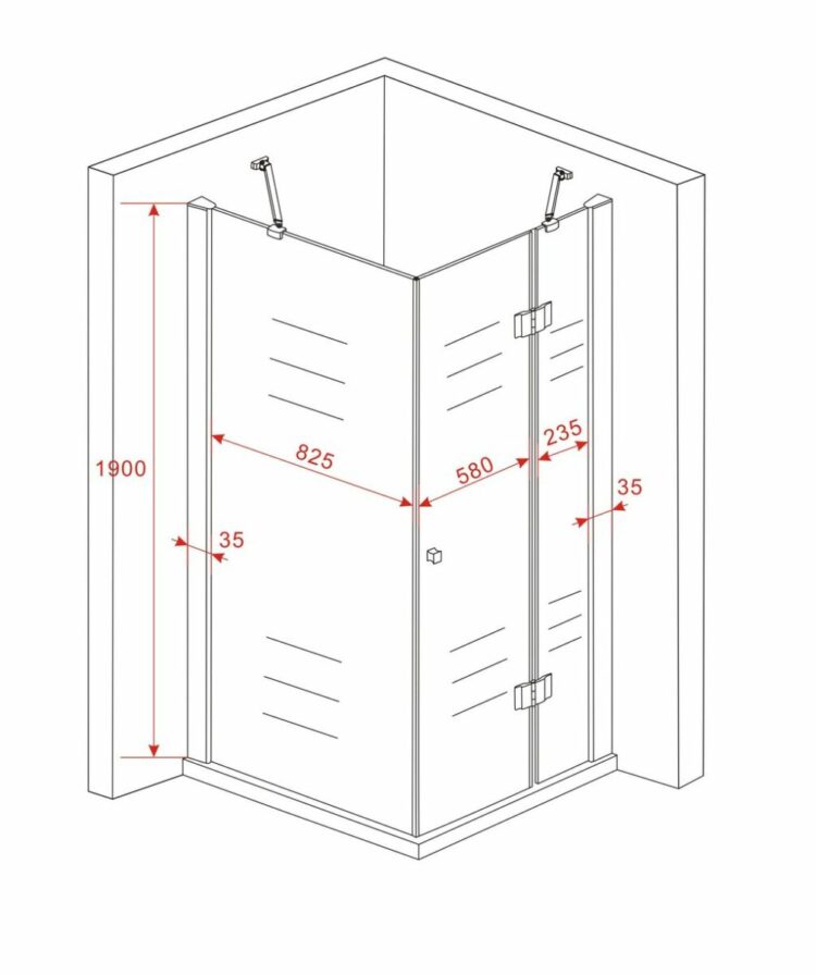 Douchecabine vierkant model met draaideur 80-90-100 cm - Afbeelding 9