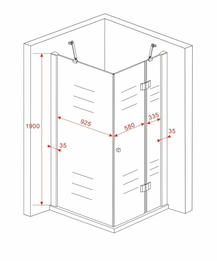 Douchecabine vierkant model met draaideur 80-90-100 cm - Afbeelding 10