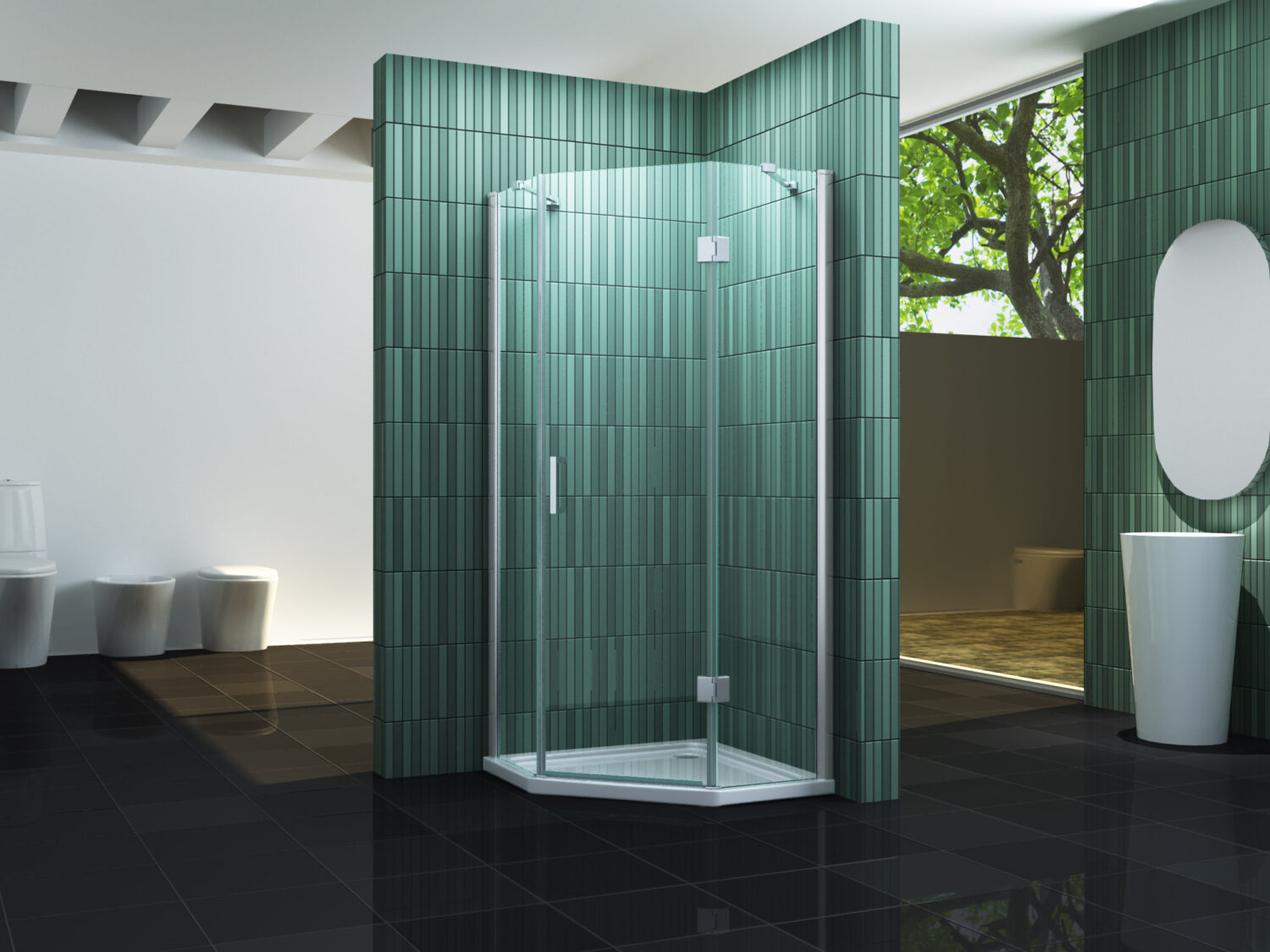 Vijfhoek douchecabine 90100 cm kopen? Douchecabine.be