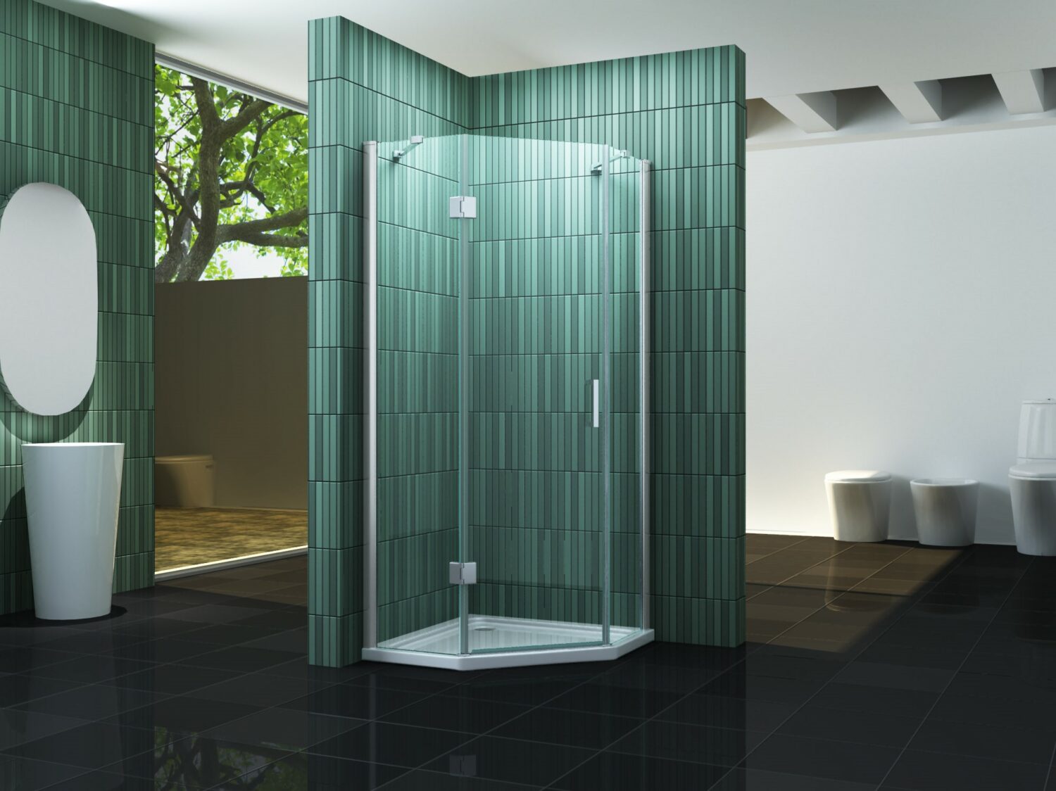 Vijfhoek douchecabine 90100 cm kopen? Douchecabine.be