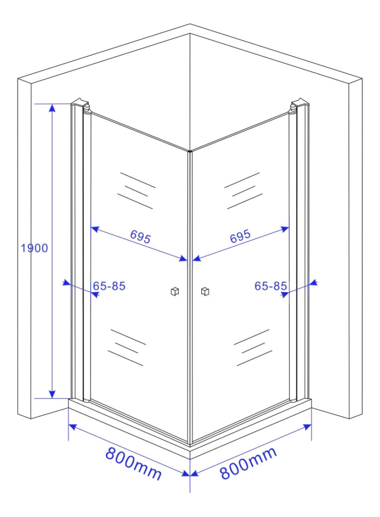 afmetingen van douchecabine met twee deuren