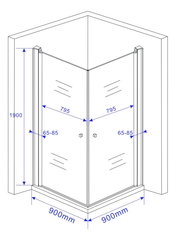 afmetingen van douchecabine met twee deuren