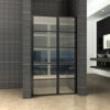 Mat zwarte douche nisdeur met vast glaspaneel