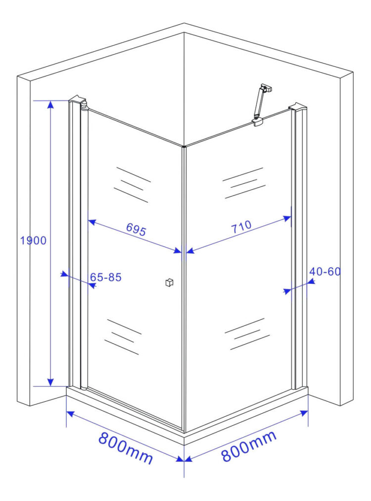 Douchecabine met draaideur en vaste zijwand 80-90 cm - Image 6