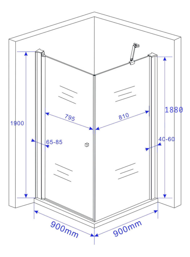 Douchecabine met draaideur en vaste zijwand 80-90 cm - Image 7