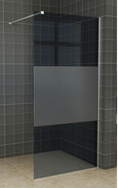 8 mm inloopdouche smoked glas met decor strook 90-100-110-120 cm