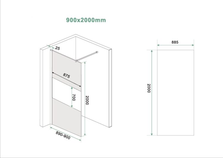 8 mm inloopdouche smoked glas met decor strook 90-100-110-120 cm - Afbeelding 8