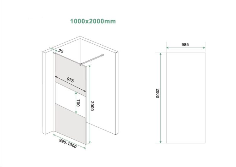 8 mm inloopdouche smoked glas met decor strook 90-100-110-120 cm - Afbeelding 9