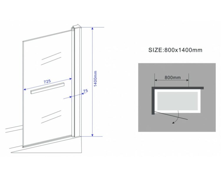Badwand 80 x 140 cm met handdoekdrager - Afbeelding 6