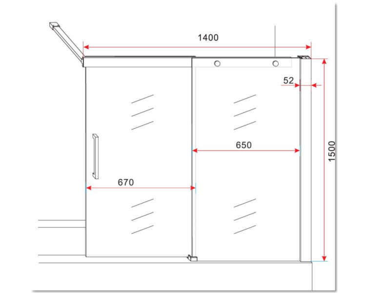 Badwand met schuifdeur 140 x 150 cm - Afbeelding 8