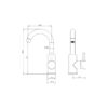 Wastafelkraan gun metal schematisch