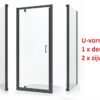 Douchecabine U vorm met draaideur en brede zwarte profielen (200 cm hoog)