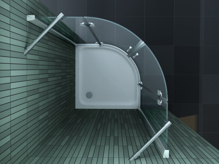 kwartronde douchecabine hoogte 180 cm