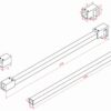 Stabilisatiestang zwart 140 cm vierkant afmetingen