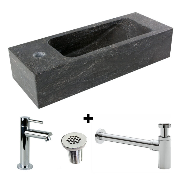 Fonteinset Natuursteen Slim links 45 x 17 x 10 cm