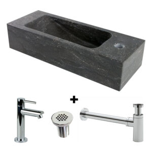 Fonteinset Natuursteen Slim rechts 45 x 17 x 10 cm