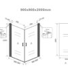 Zwarte douchecabine hoekinstap 2 draaideuren (lijntekening)