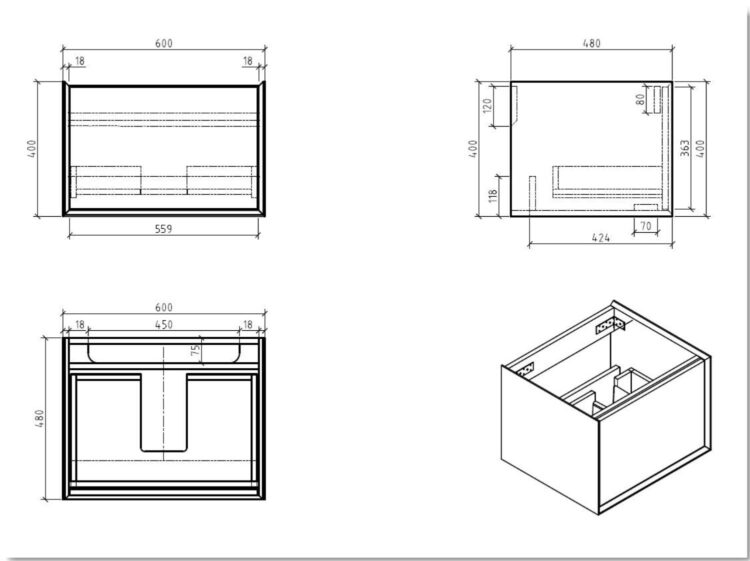 Badmeubel Dicomano wit/beton (3 afmetingen) - Afbeelding 4