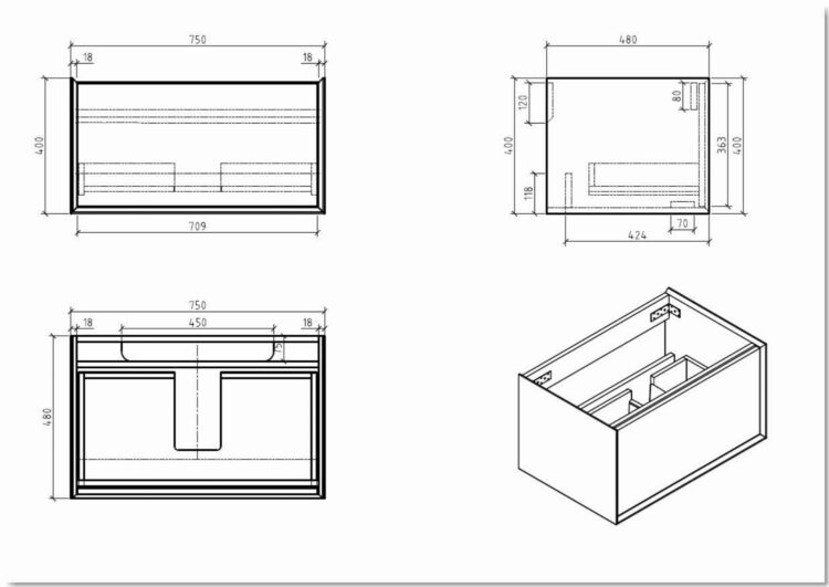 Badmeubel Dicomano wit/beton (3 afmetingen) - Afbeelding 6