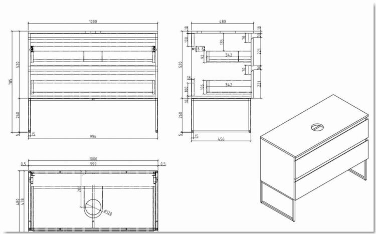 Badmeubel Empoli hoogglans wit lijntekening 100 cm