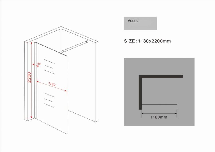 Inloopdouche 220 cm hoog 120 cm breed