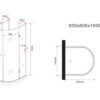 Maattekening D-model u-vorm douchecabine