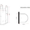 Maattekening D-model u-vorm douchecabine