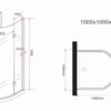 Maattekening D-model u-vorm douchecabine