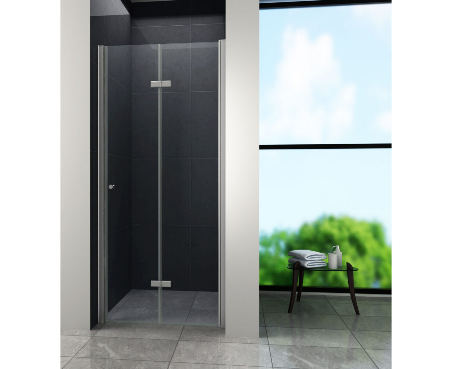 Modera Complete Douchecabine | 120x80 cm Zwart glas Schuifdeur Rechthoek AK1208-321102