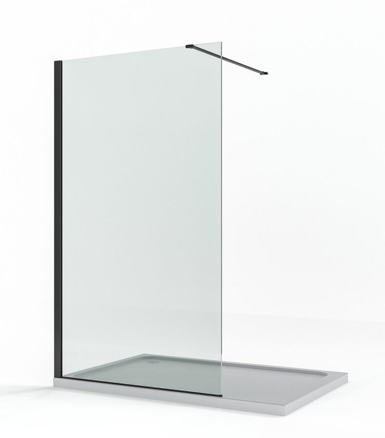 10 mm. Inloopdouche helder glas (Zwarte profielen)
