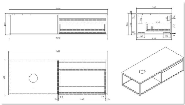 Badmeubel Rome Grijs / Betonlook (3 afmetingen) - Afbeelding 4