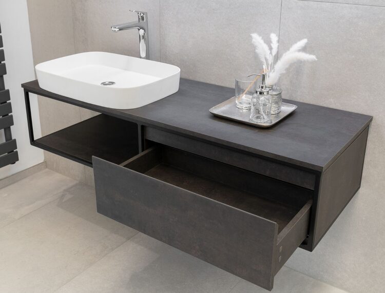 Badmeubel Rome Grijs / Betonlook (3 afmetingen) - Afbeelding 5